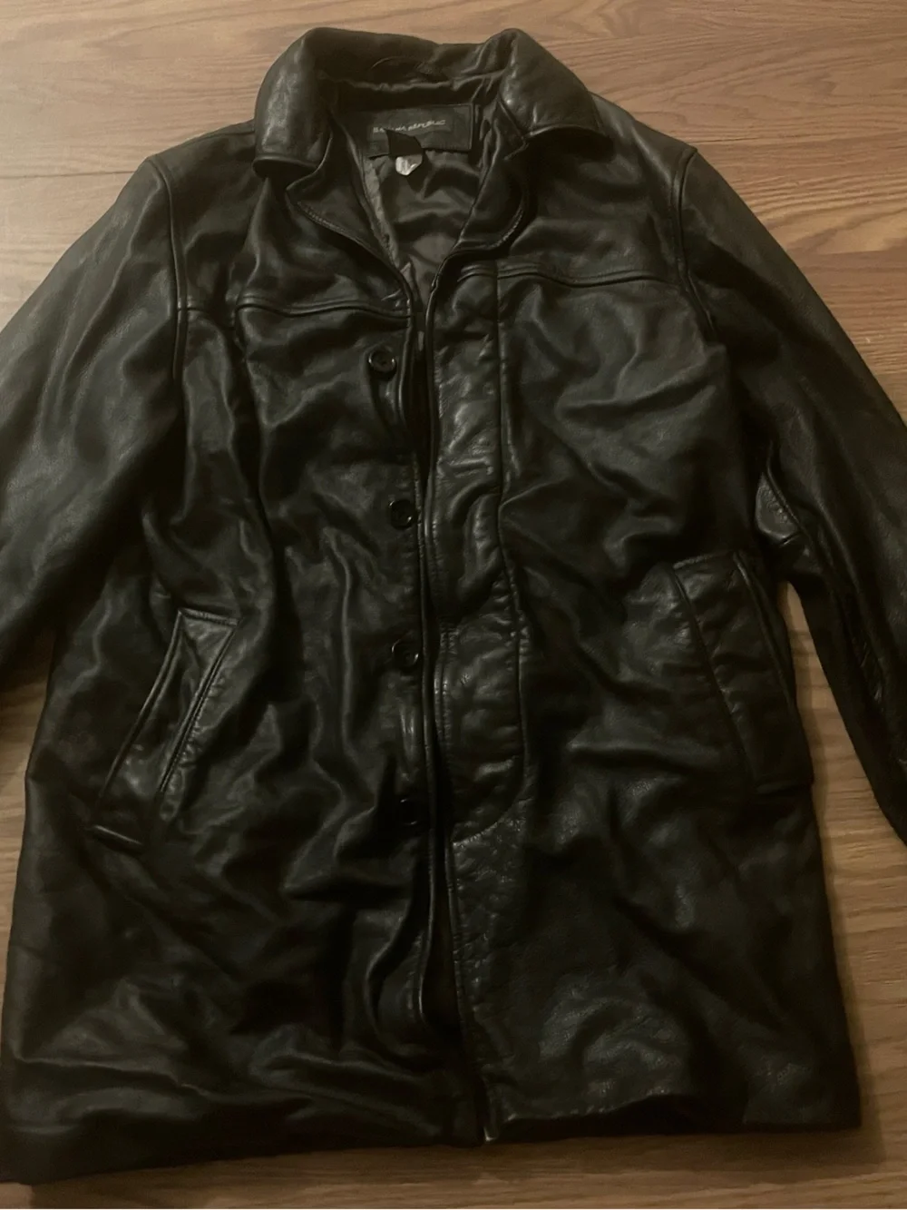 Banana Republic Black Leather Trench Coat